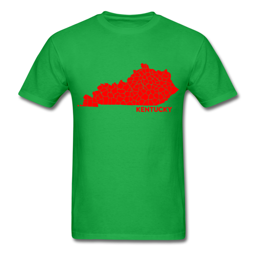 Kentucky County Map T-Shirt - bright green