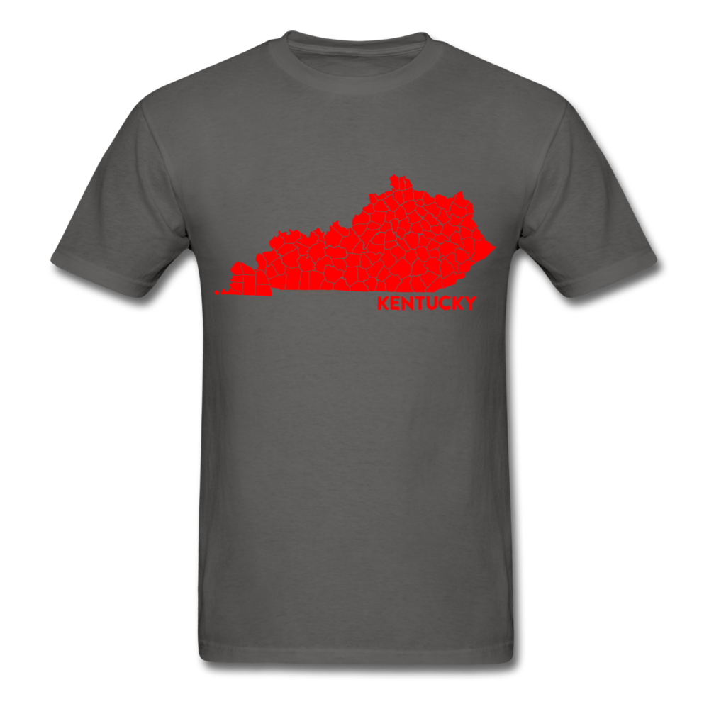 Kentucky County Map T-Shirt - charcoal