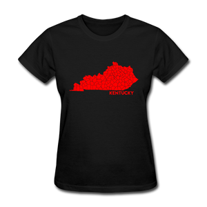 Kentucky County Map Women's T-Shirt - black