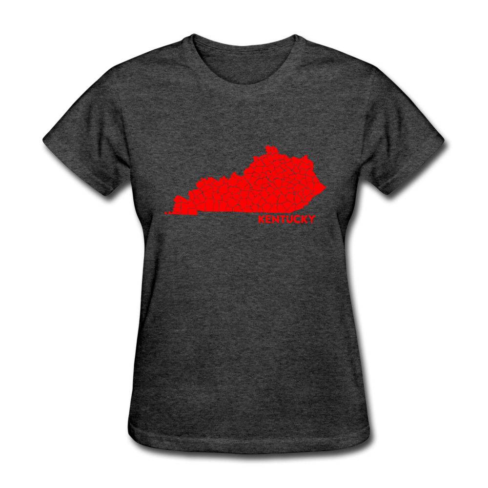 Kentucky County Map Women's T-Shirt - heather black