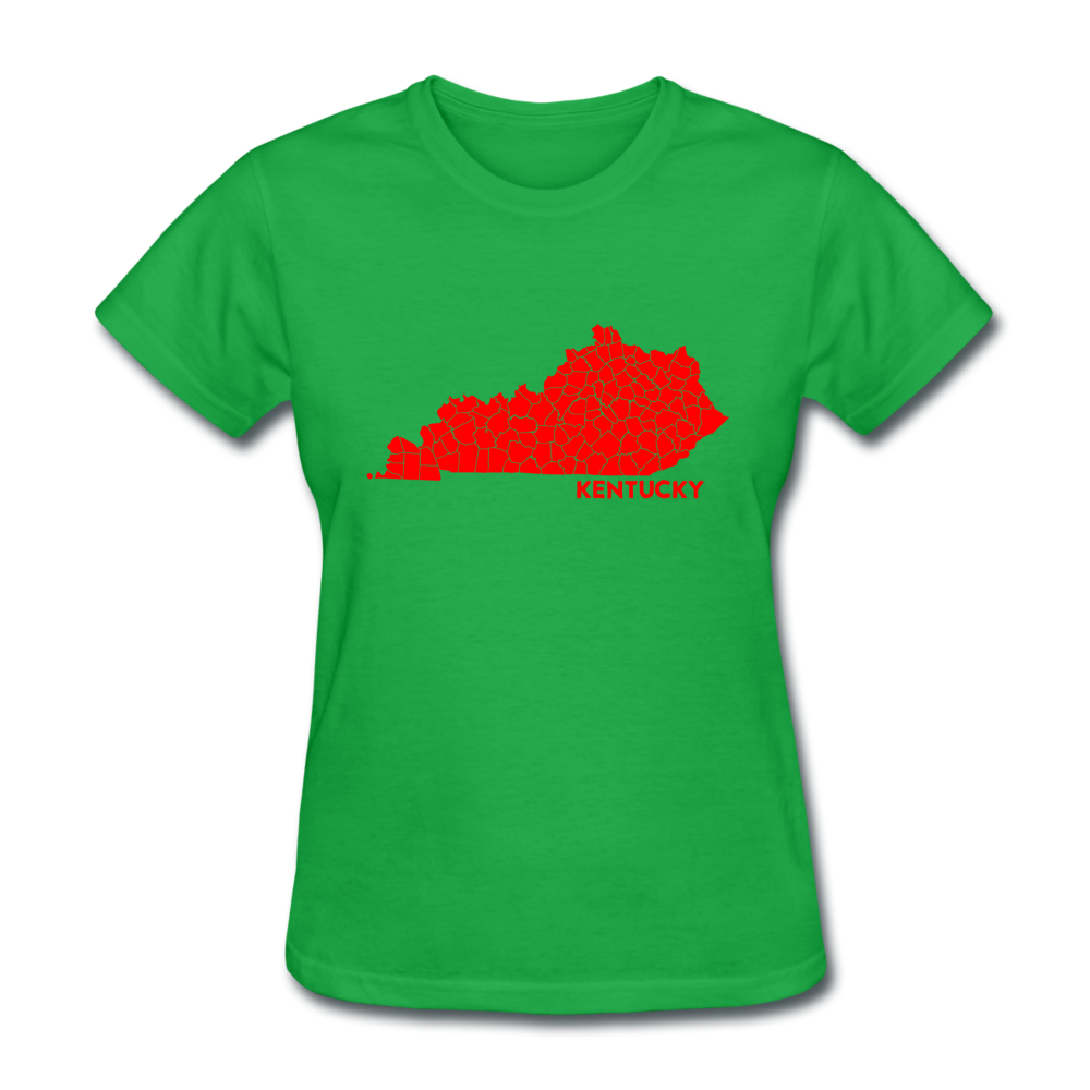 Kentucky County Map Women's T-Shirt - bright green