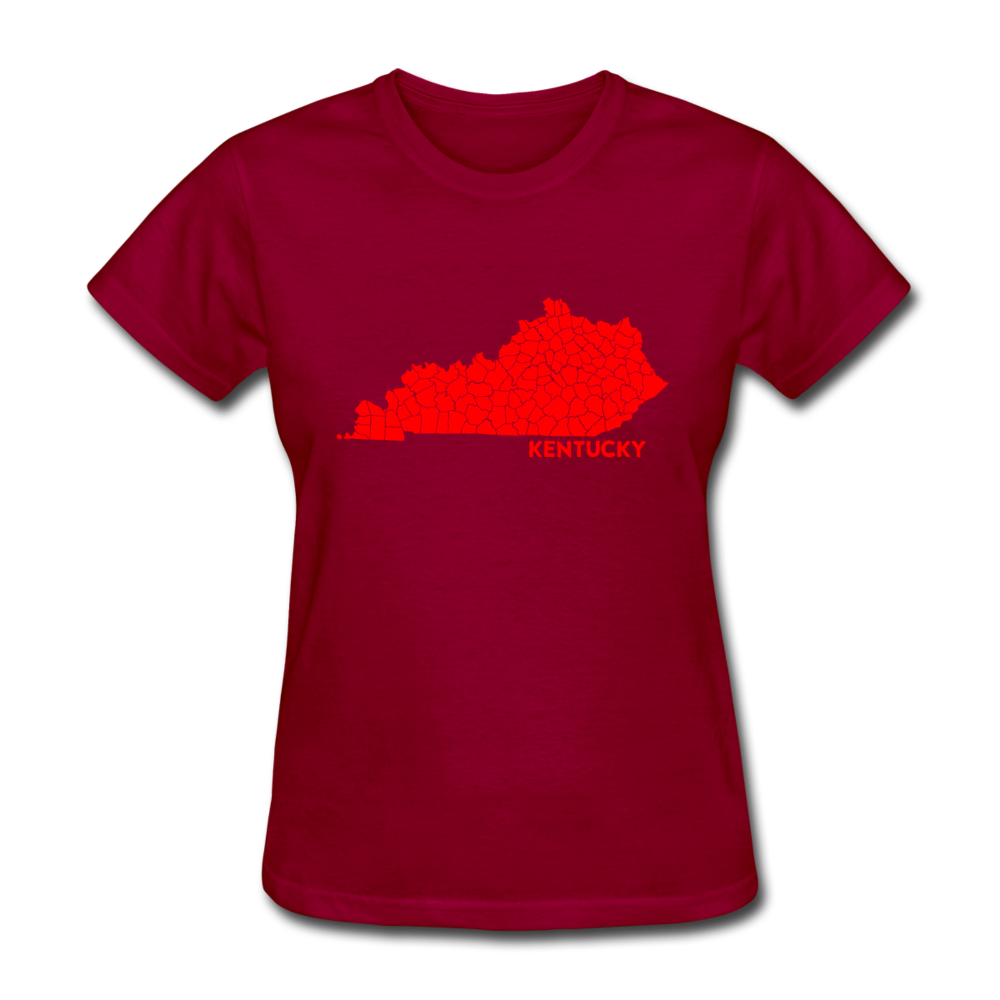 Kentucky County Map Women's T-Shirt - dark red