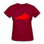 Kentucky County Map Women's T-Shirt - dark red