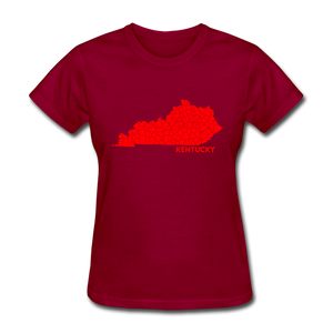 Kentucky County Map Women's T-Shirt - dark red