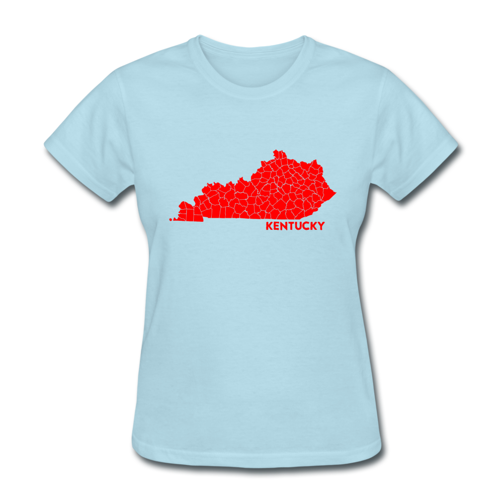 Kentucky County Map Women's T-Shirt - powder blue