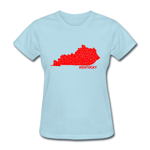 Kentucky County Map Women's T-Shirt - powder blue