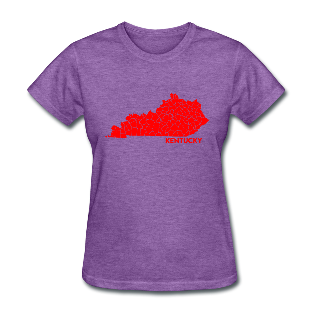 Kentucky County Map Women's T-Shirt - purple heather