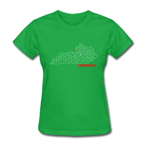 Louisville Map Women's T-Shirt - bright green