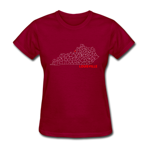 Louisville Map Women's T-Shirt - dark red