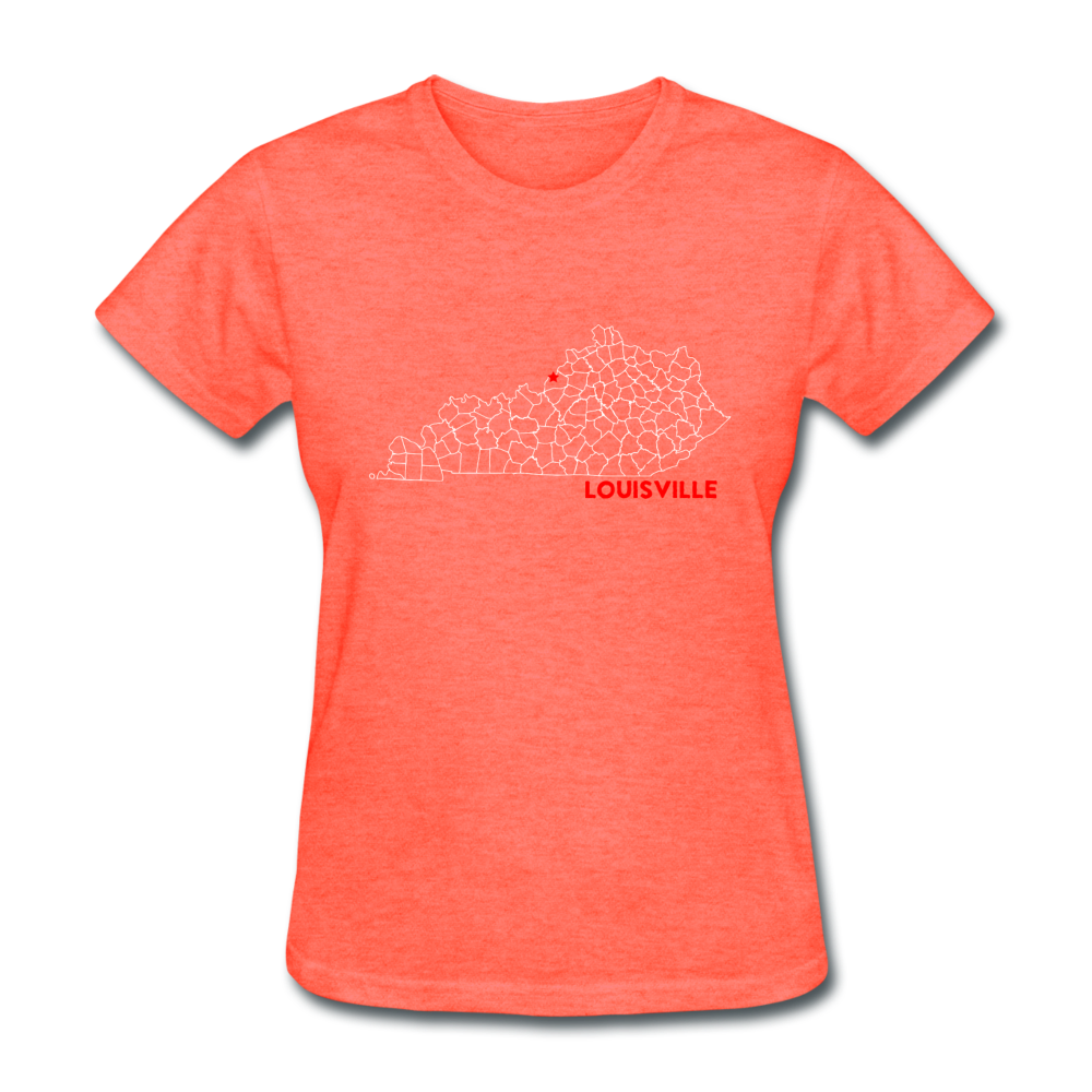 Louisville Map Women's T-Shirt - heather coral