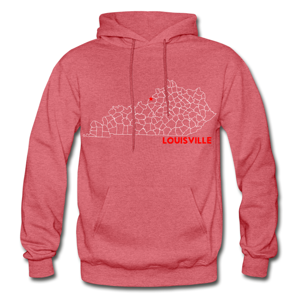 Louisville Map Hoodie - heather red