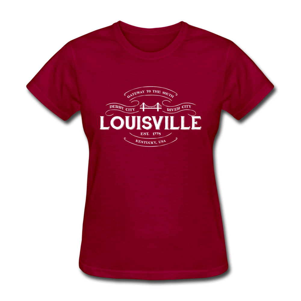 Louisville Vintage Banner Women's T-Shirt - dark red