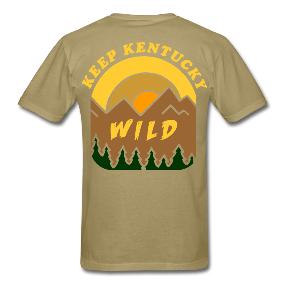 Keep Kentucky Wild Basic T-Shirt (Design Printed on Back Only) - khaki