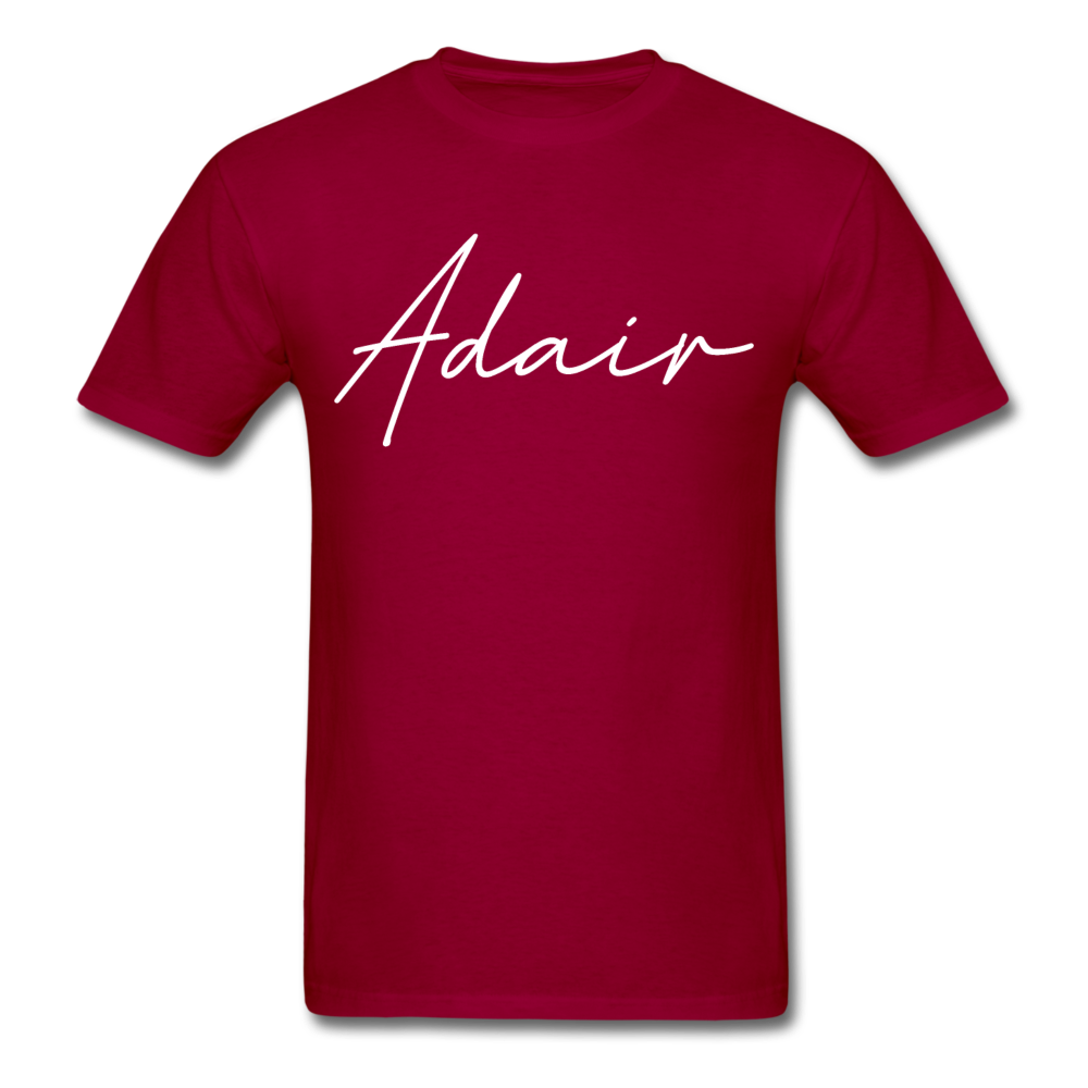 Adair County Cursive T-Shirt - dark red