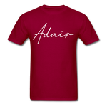 Adair County Cursive T-Shirt - dark red