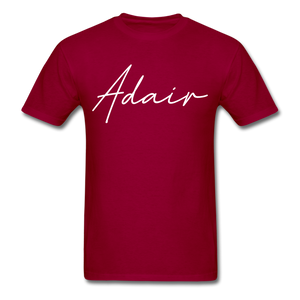 Adair County Cursive T-Shirt - dark red