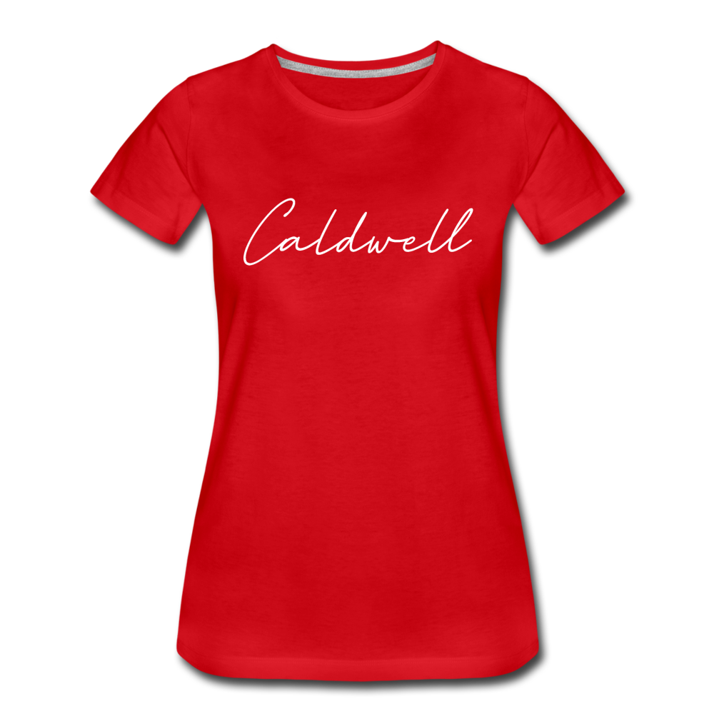 Caldwell County Cursive Women's T-Shirt - red
