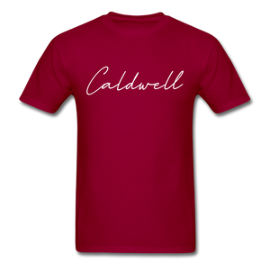 Caldwell County Cursive T-Shirt - dark red