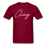 Clay County Cursive T-Shirt - burgundy