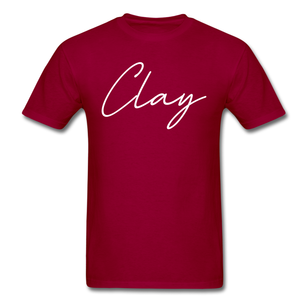 Clay County Cursive T-Shirt - dark red