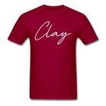 Clay County Cursive T-Shirt - dark red