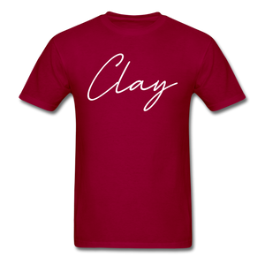 Clay County Cursive T-Shirt - dark red