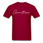 Christian County Cursive T-Shirt - dark red