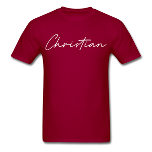 Christian County Cursive T-Shirt - dark red