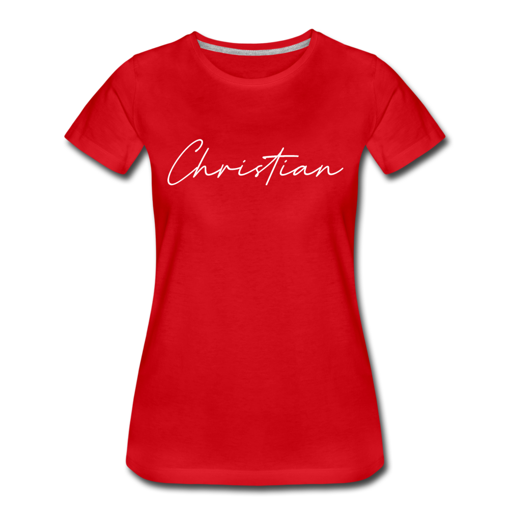 Christian County Cursive Women's T-Shirt - red
