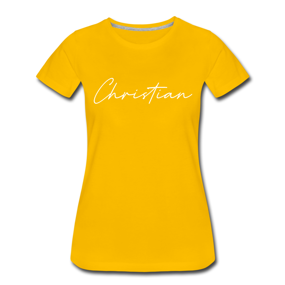 Christian County Cursive Women's T-Shirt - sun yellow