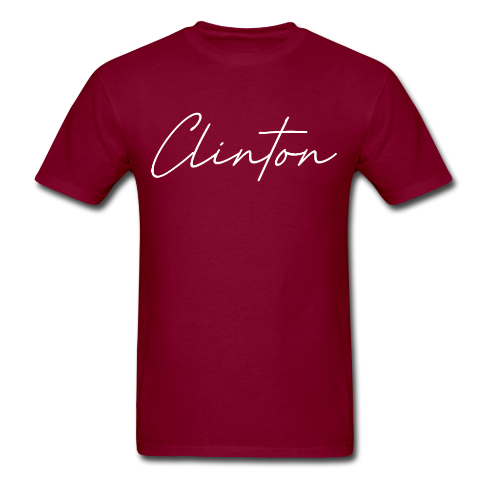 Clinton County Cursive T-Shirt - burgundy
