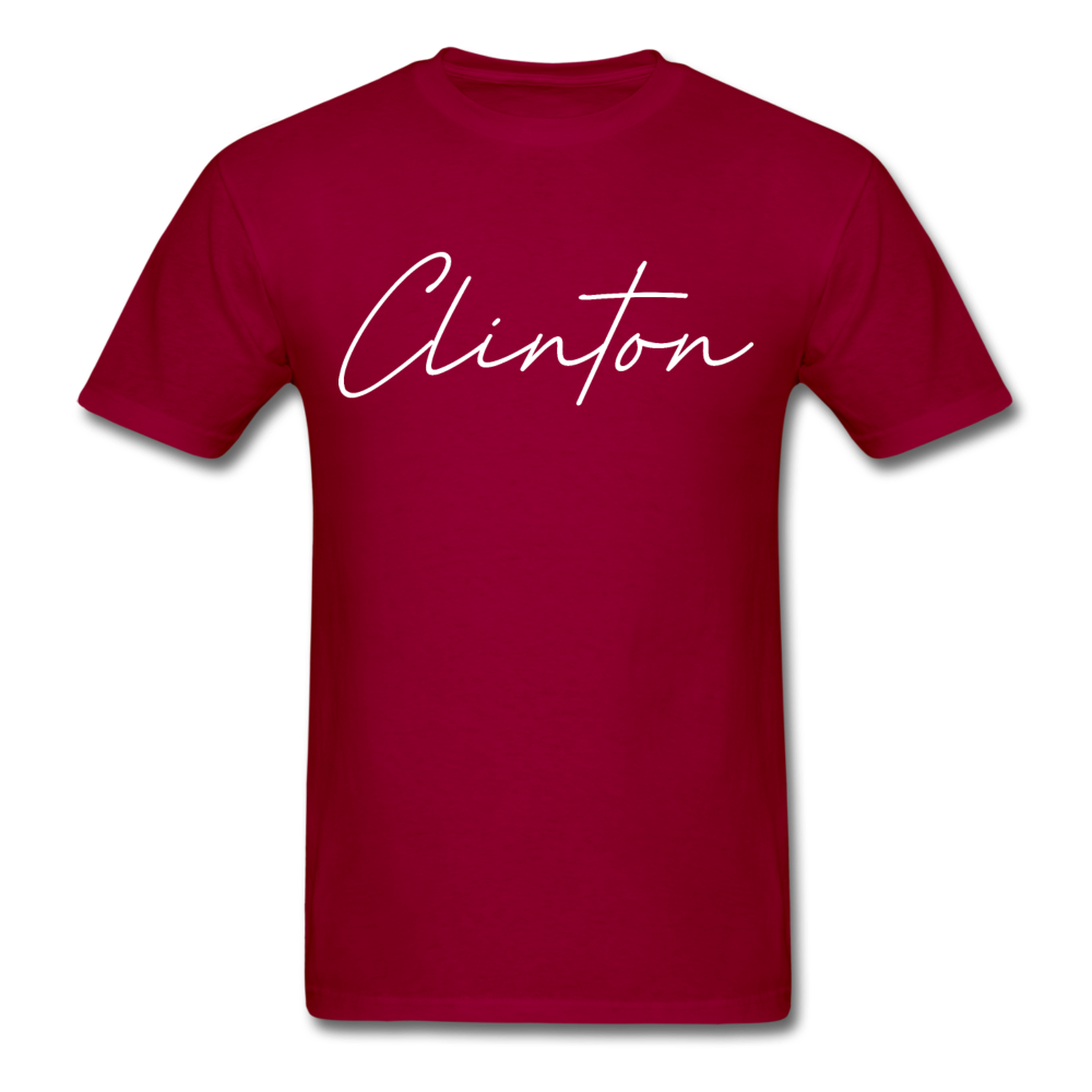 Clinton County Cursive T-Shirt - dark red