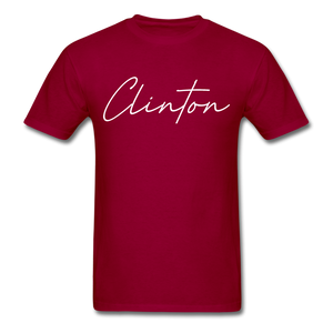 Clinton County Cursive T-Shirt - dark red