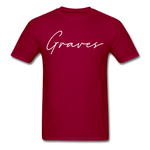 Graves County Cursive T-Shirt - dark red