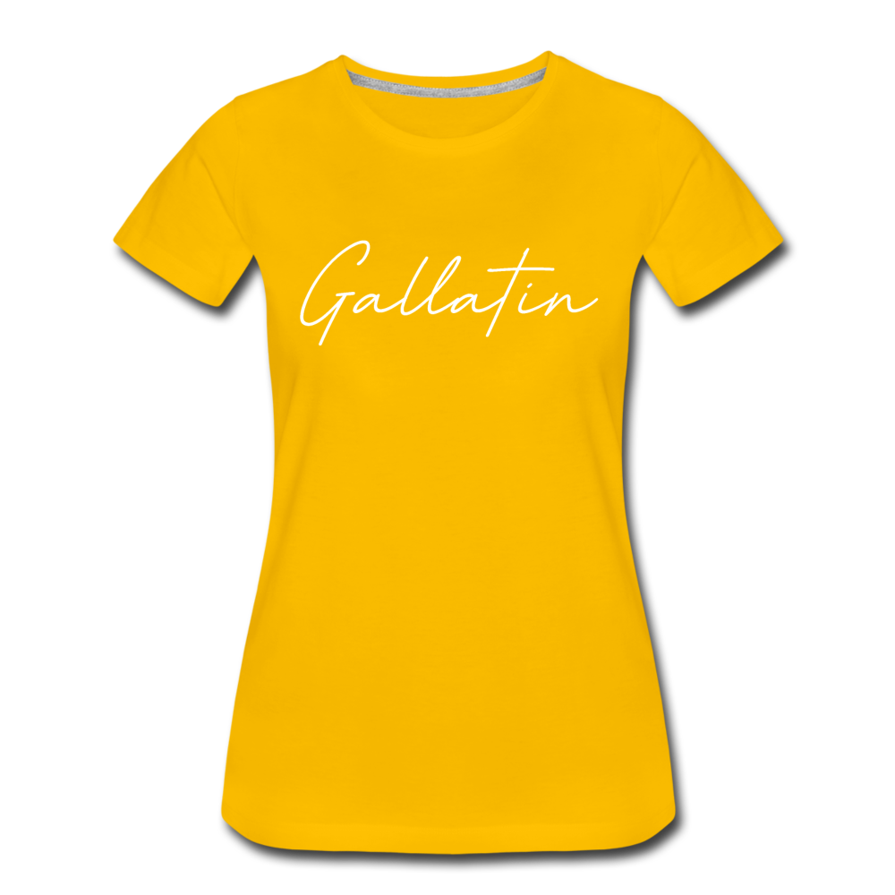 Gallatin County Cursive Women's T-Shirt - sun yellow