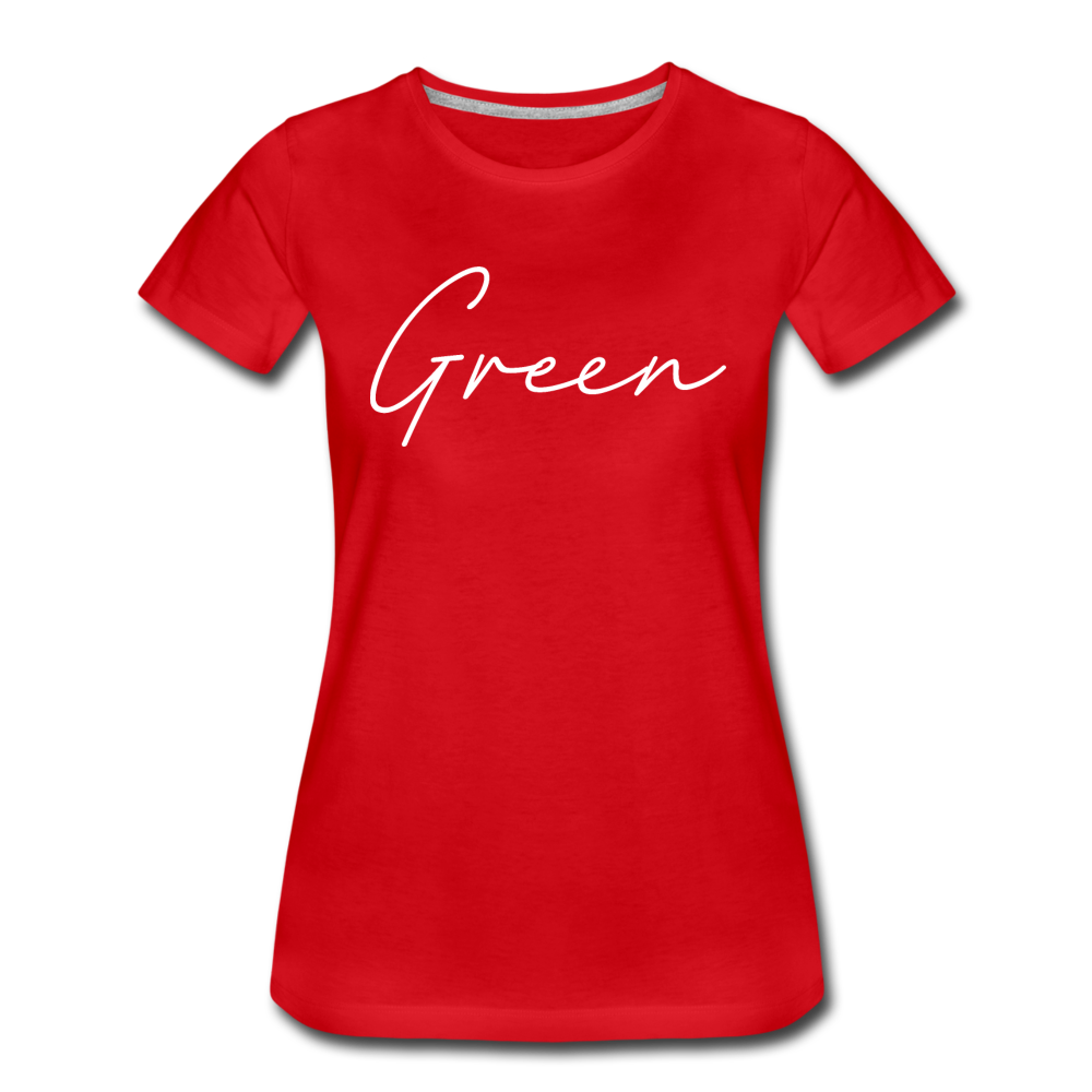 Green County Cursive Women's T-Shirt - red
