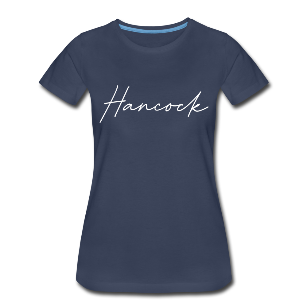 Hancock County Cursive Women's T-Shirt - navy