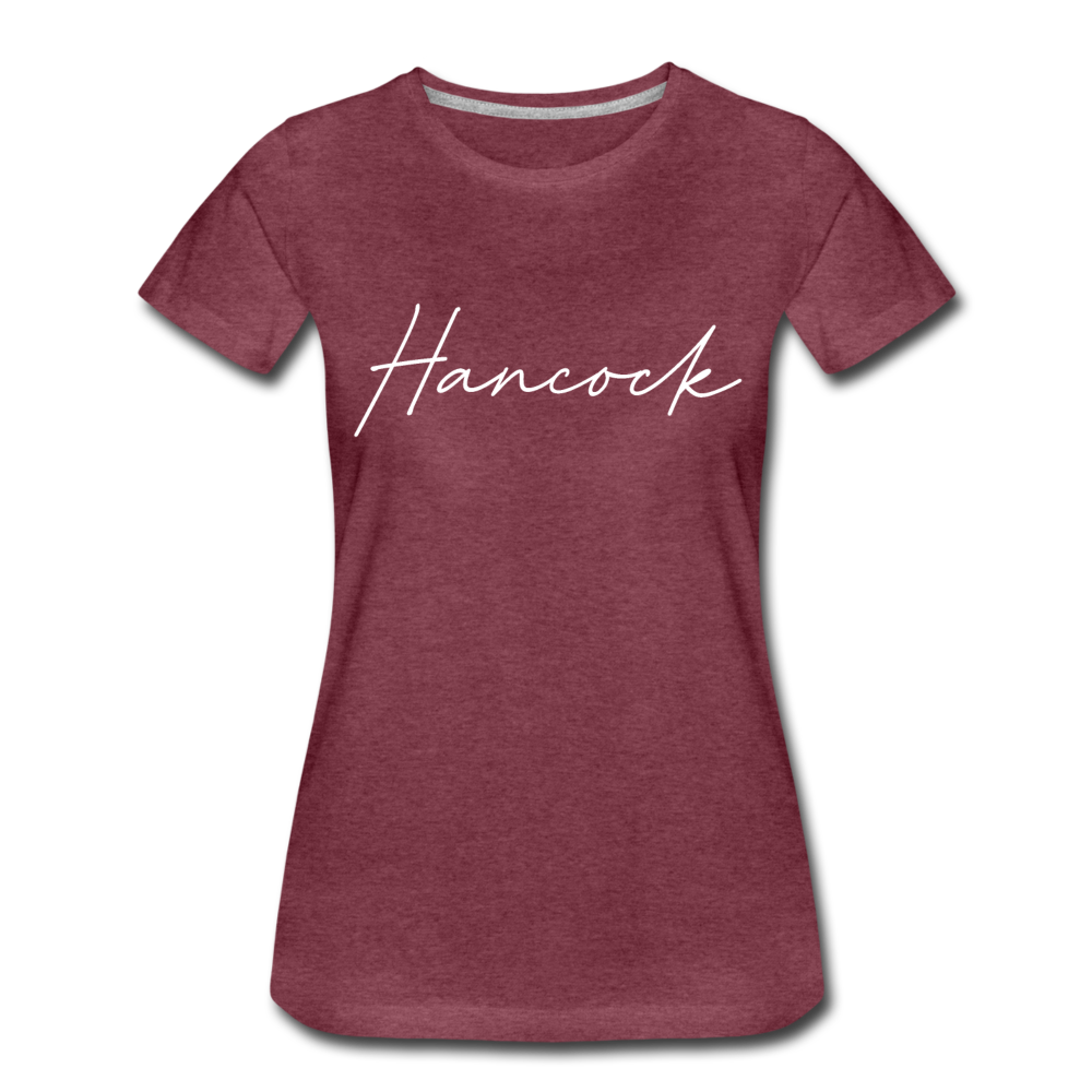 Hancock County Cursive Women's T-Shirt - heather burgundy