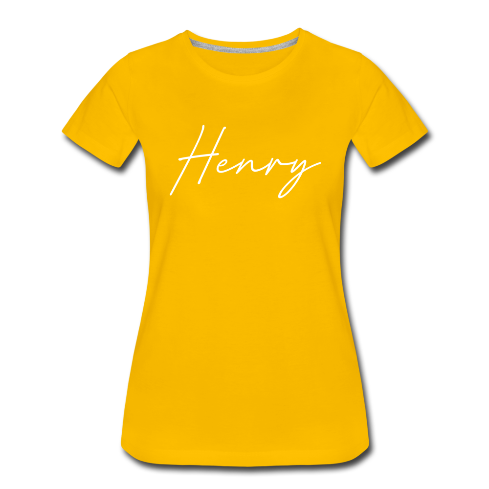 Henry County Cursive Women's T-Shirt - sun yellow