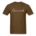 Hancock County Cursive T-Shirt - brown