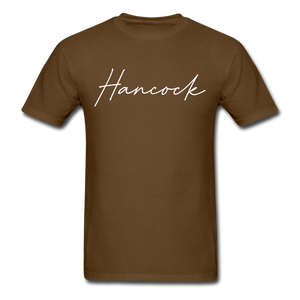 Hancock County Cursive T-Shirt - brown