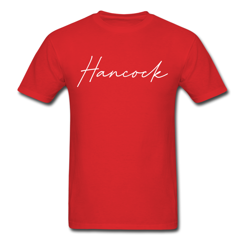 Hancock County Cursive T-Shirt - red