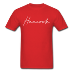 Hancock County Cursive T-Shirt - red