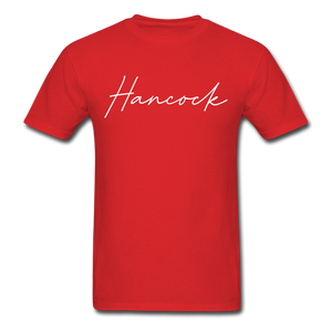 Hancock County Cursive T-Shirt - red