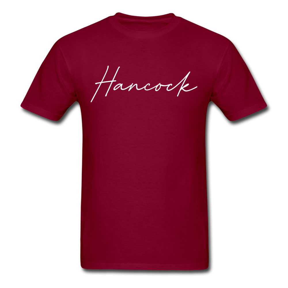 Hancock County Cursive T-Shirt - burgundy