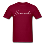 Hancock County Cursive T-Shirt - burgundy