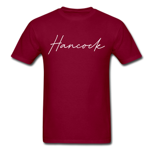 Hancock County Cursive T-Shirt - burgundy