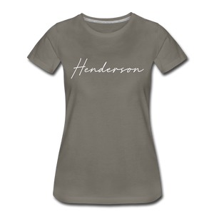 Henderson County Cursive Women's T-Shirt - asphalt gray