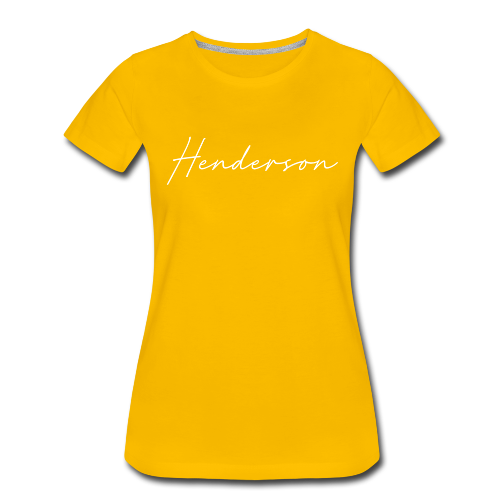 Henderson County Cursive Women's T-Shirt - sun yellow