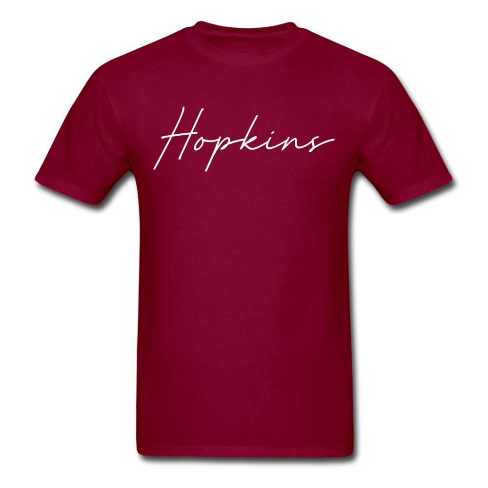 Hopkins County Cursive T-Shirt - burgundy
